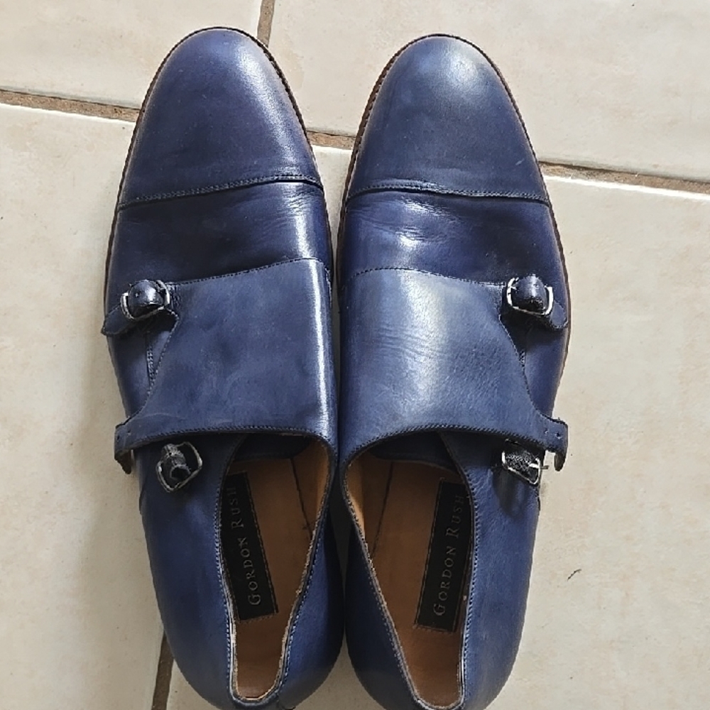 Gordon Rush Navy Double Monk Strap Leather Shoes